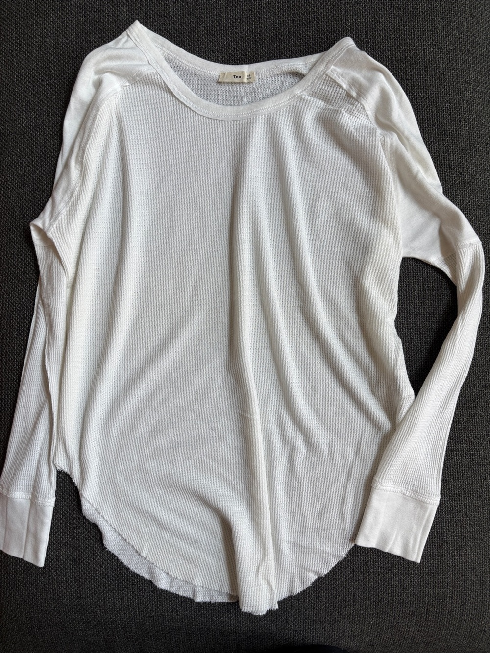 NWOT TNA Long Sleeve White Waffle Knit Top